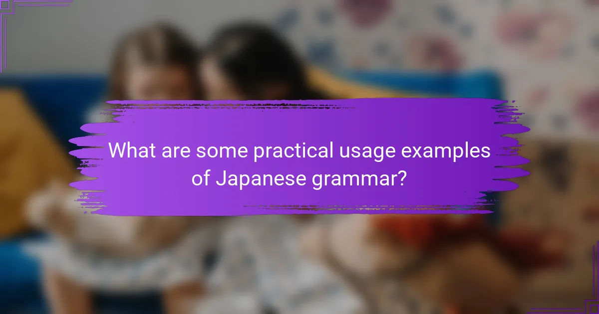 What are some practical usage examples of Japanese grammar?