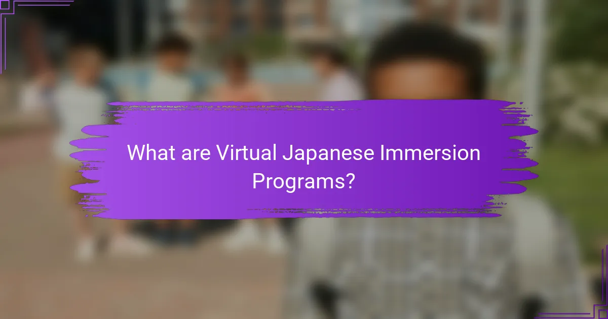 What are Virtual Japanese Immersion Programs?