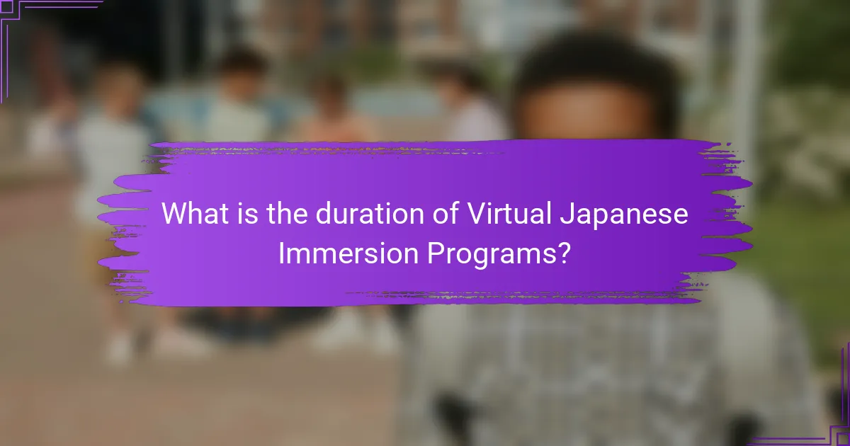 What is the duration of Virtual Japanese Immersion Programs?