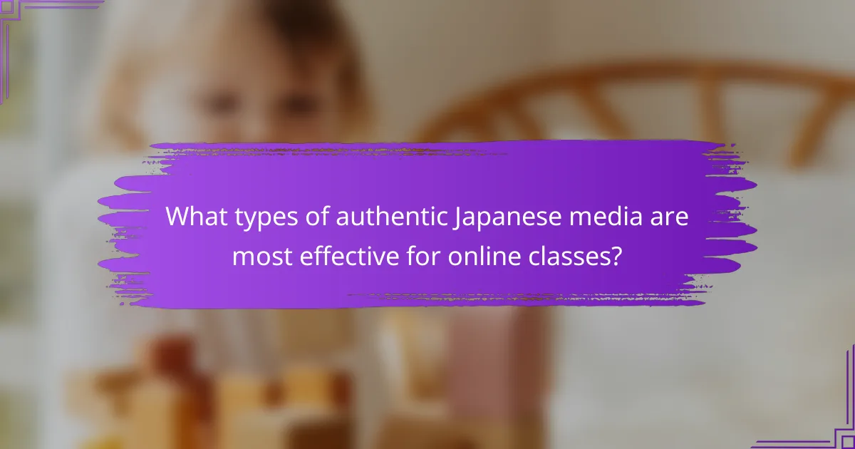 What types of authentic Japanese media are most effective for online classes?